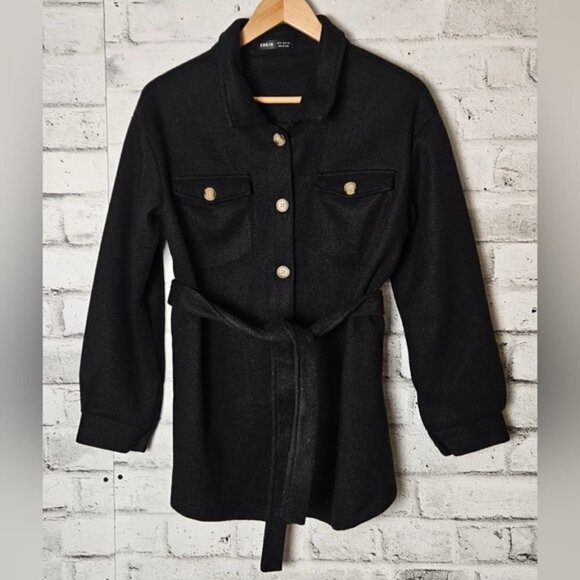 SHEIN Clasi Flap Detail Single Breasted Belted Overcoat - Picture 2 of 10